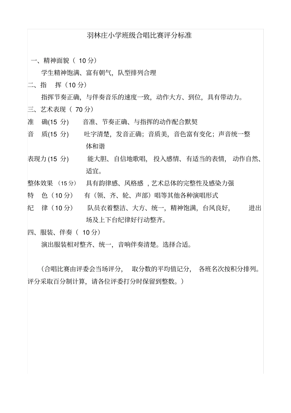 合唱比赛评分表及评分标准文档良心出品_第2页