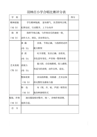 合唱比赛评分表及评分标准文档良心出品