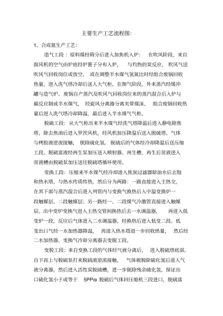 合成氨尿素啉甲醇工艺叙述材料