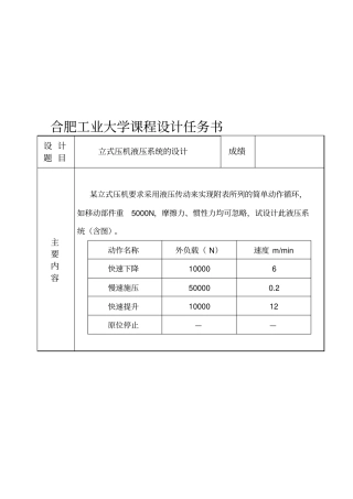 合肥工业大学课程设计任务书