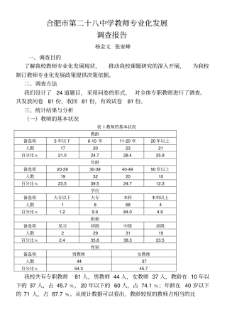 合肥第二十八中学教师专业化发展