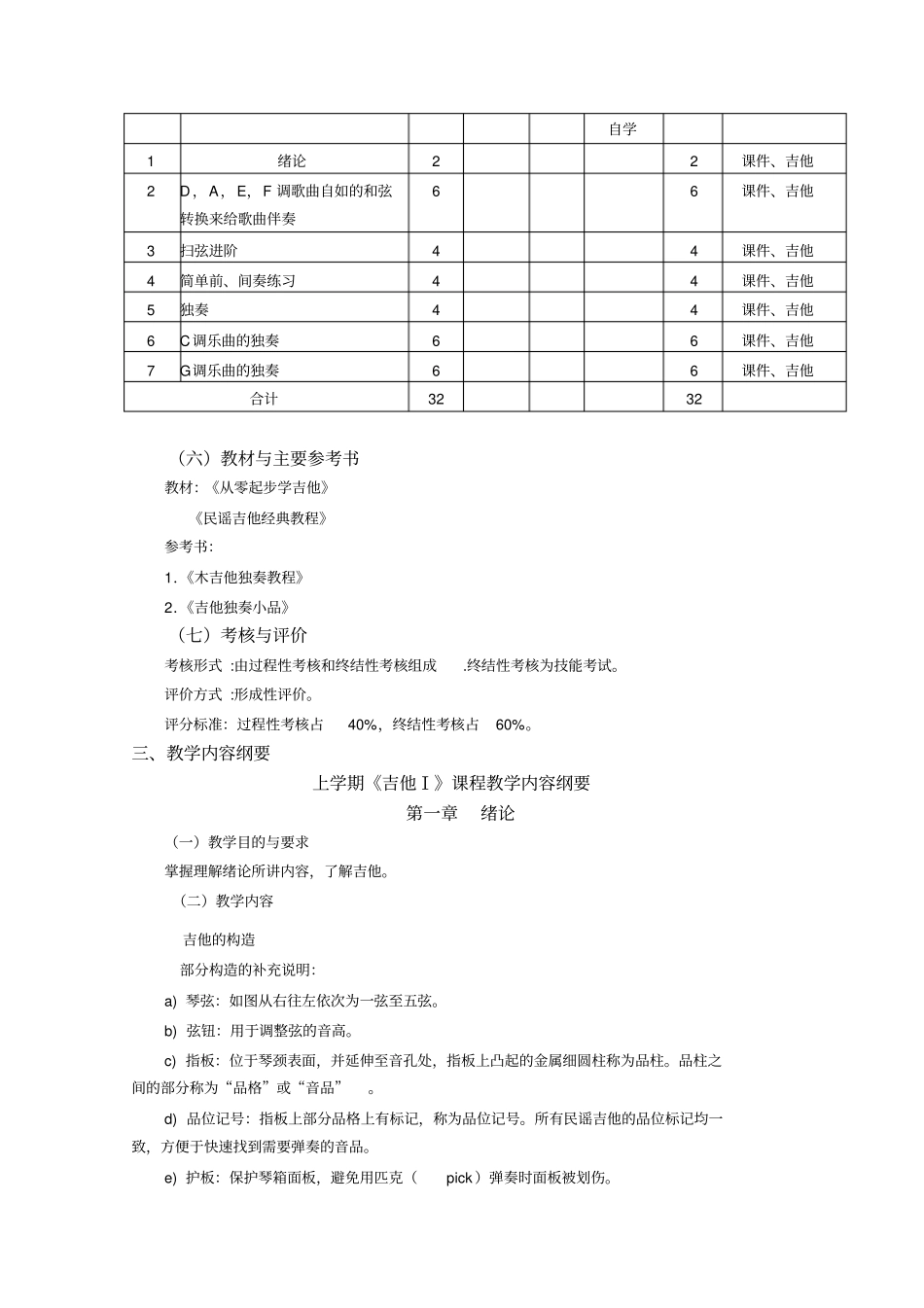 吉他课程教学大纲可编辑_第3页