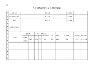 吉就业见习单位申请表