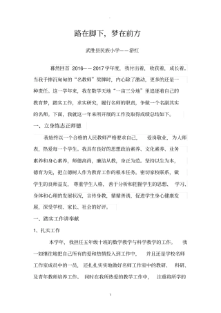 名师个人年工作述职报告