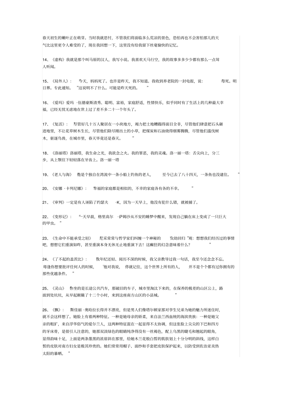 名著精彩开头片段摘抄_第2页