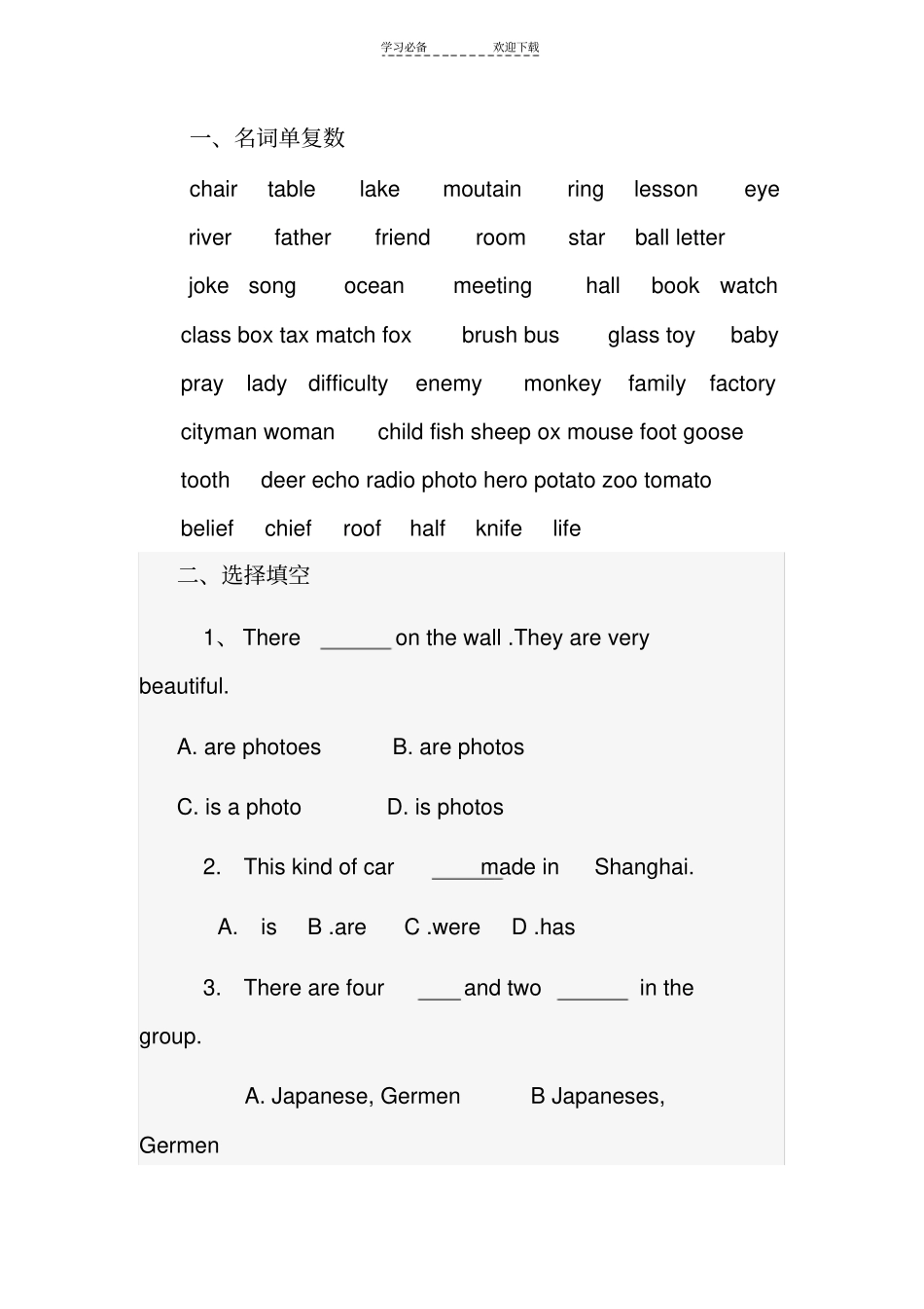 名词单复数名词所有格_第2页