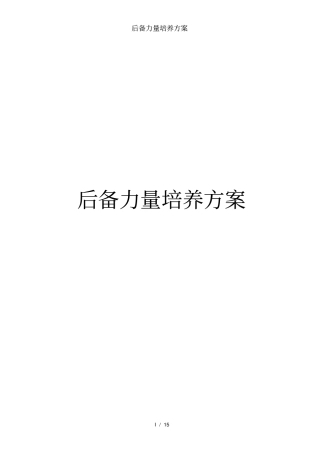 后备力量培养方案