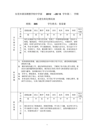 后进生转化表