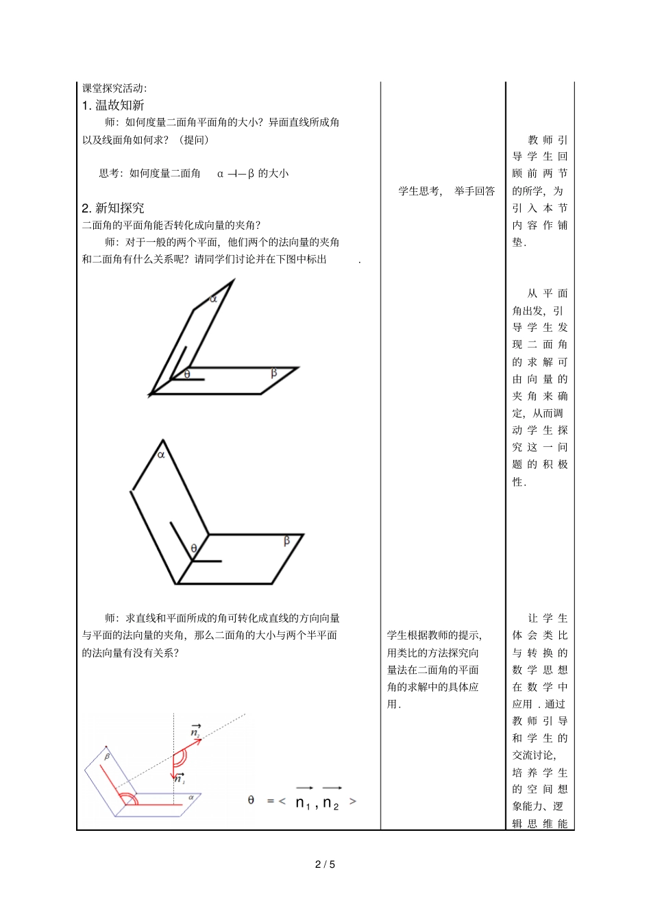向量法求面角教学设计_第2页