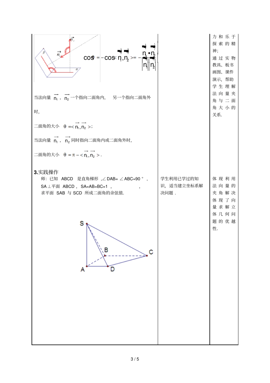 向量法求面角教学设计_第3页