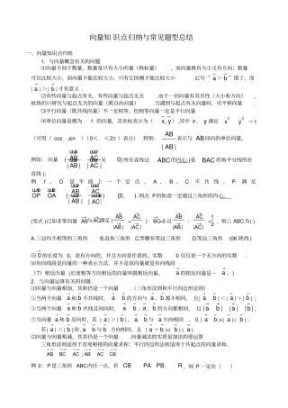 向量知识点归纳与常见总结