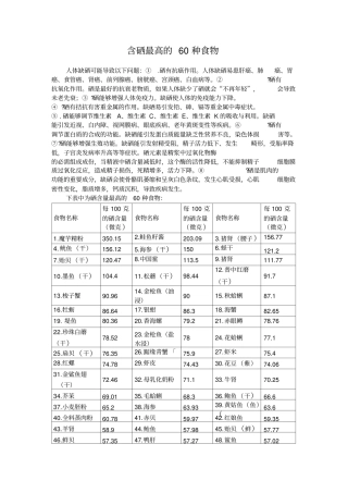 含硒最高的60种食物
