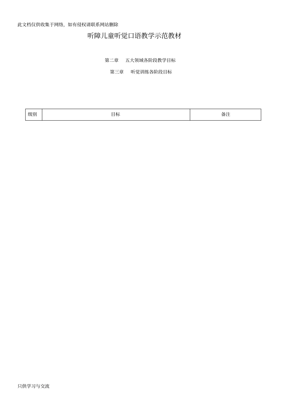 听障儿童听觉口语教学五大领域目标资料讲解_第1页