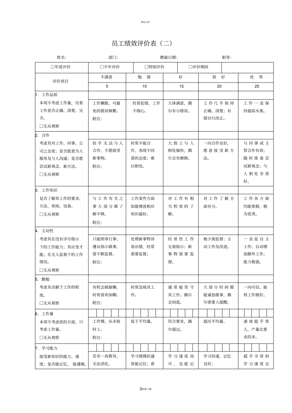 员工360度绩效评价表_第3页