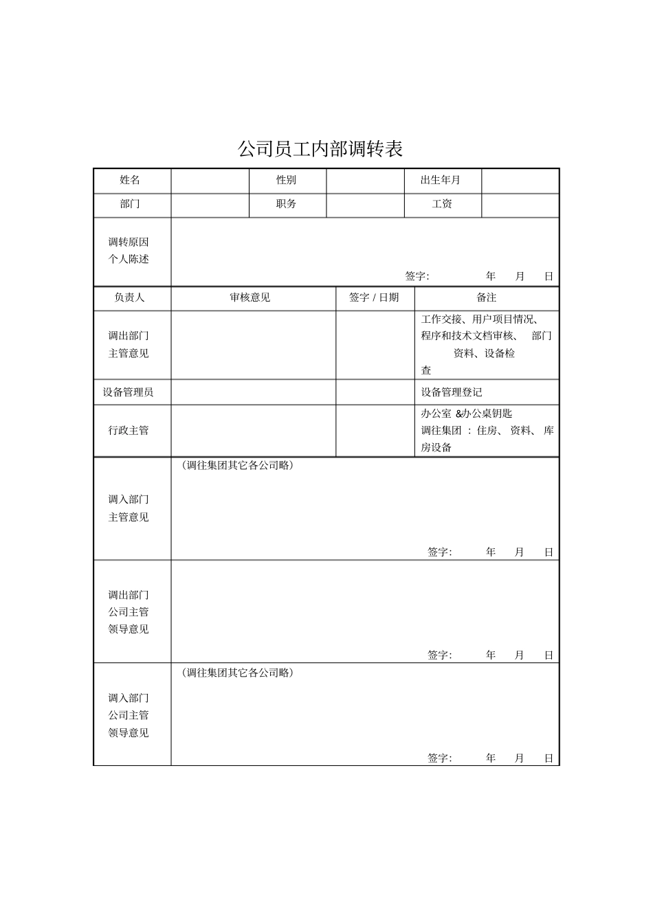 员工内部调转表_第1页