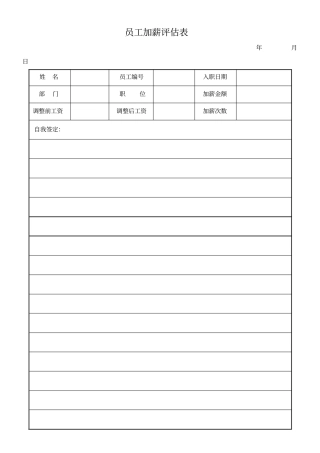 员工加薪评价报告表