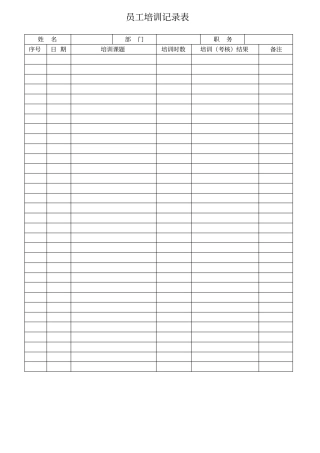 员工培训履历表