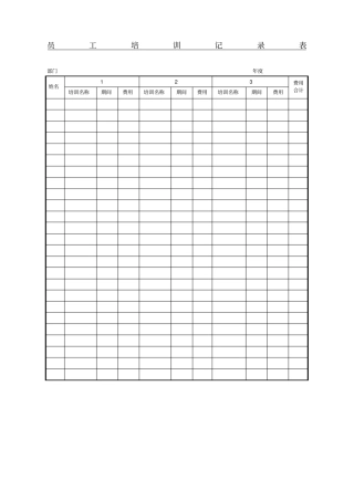 员工培训记录表表格模板