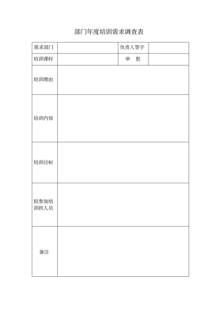 员工培训需求调查表