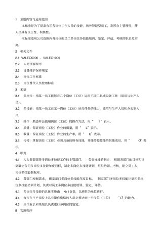 员工岗位多技能评价实施规定