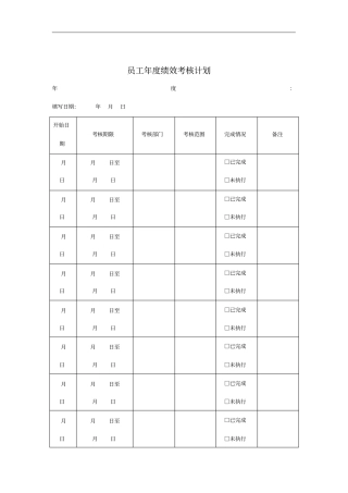 员工年绩效考核计划表