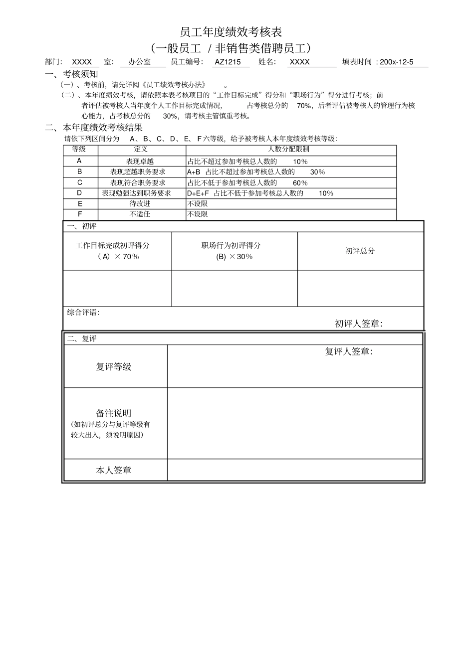 员工年绩效考核表_第1页