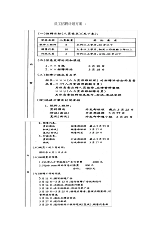 员工招聘计划方案：_