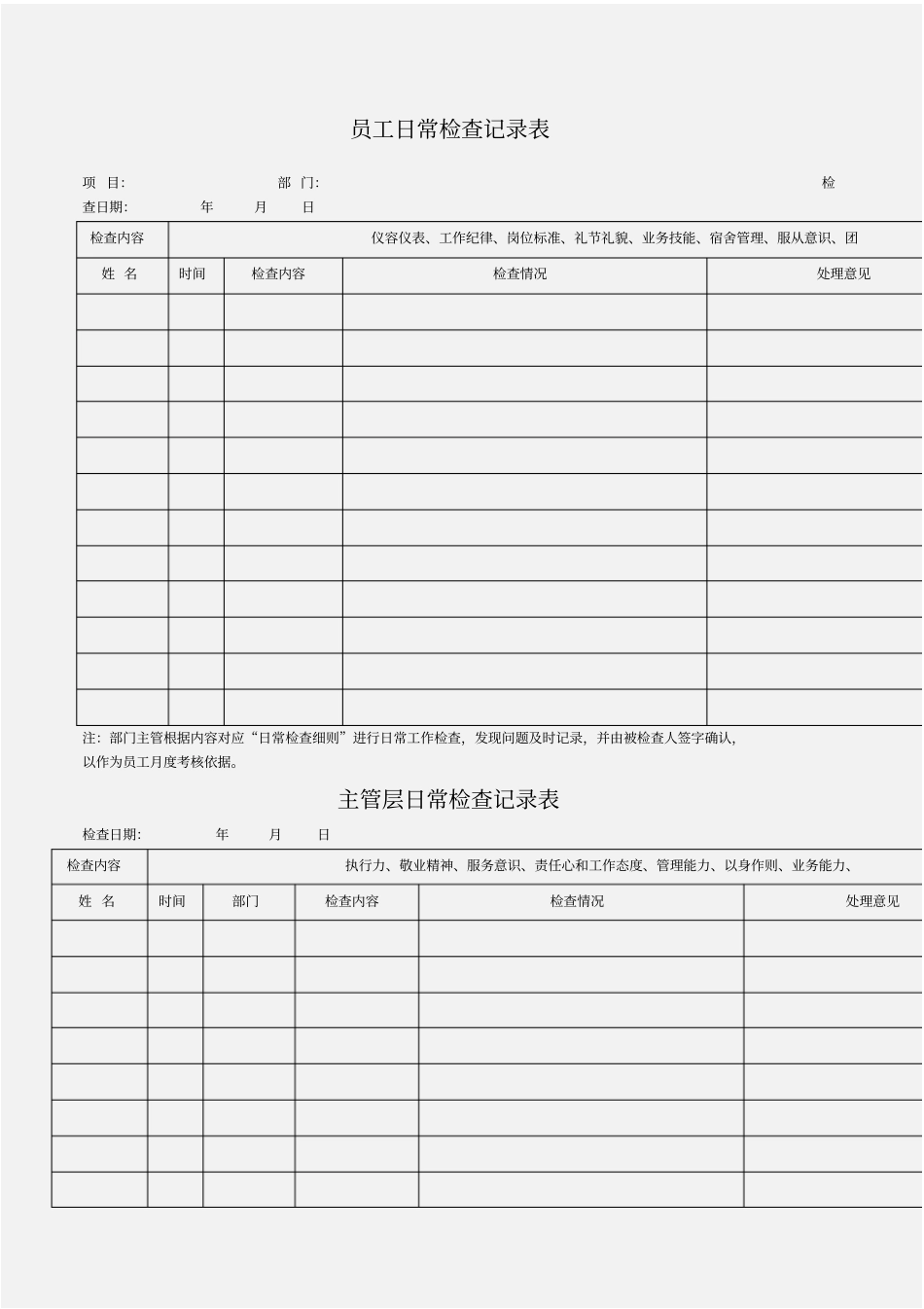 员工日常检查记录表_第1页