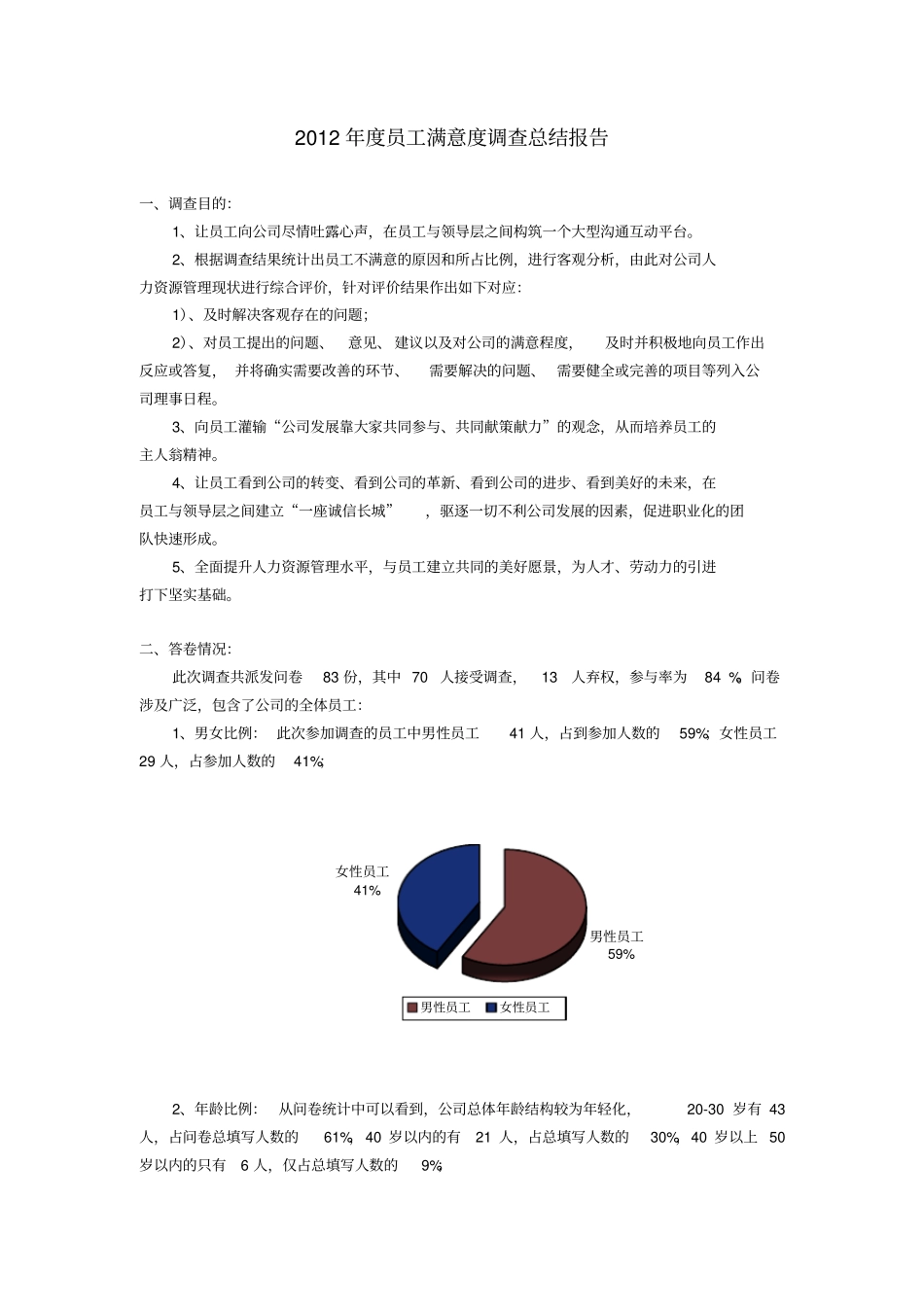员工满意度调查总结报告2012_第1页