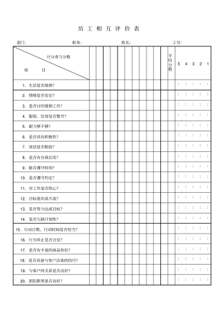 员工相互评价表