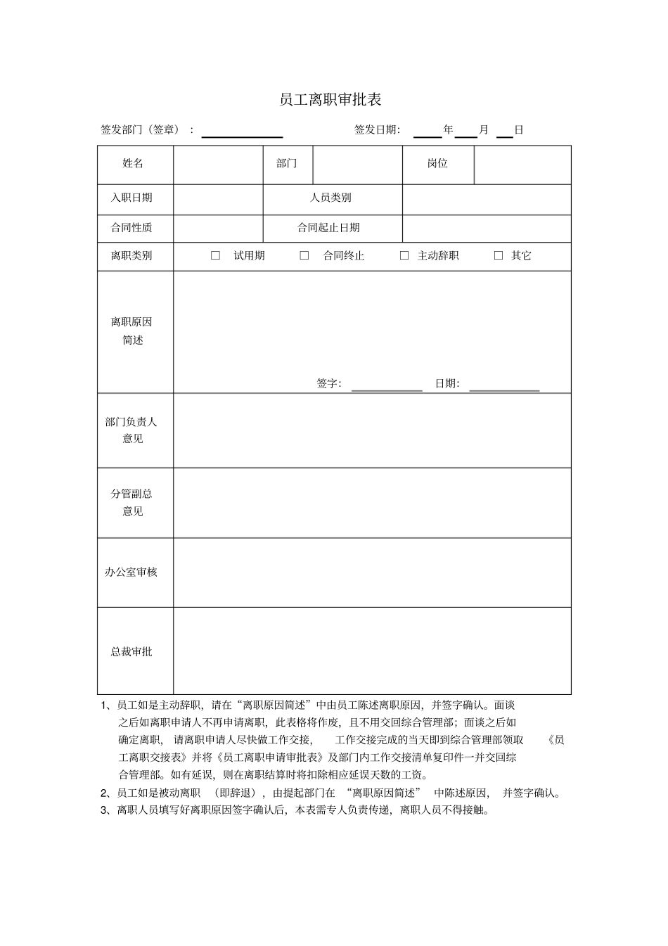 员工离职审批表_第1页