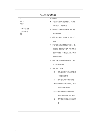 员工绩效考核表范本81460
