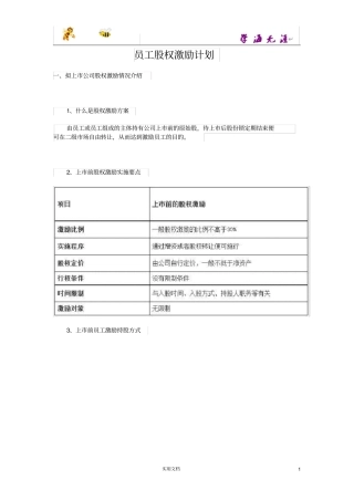 员工股权激励计划