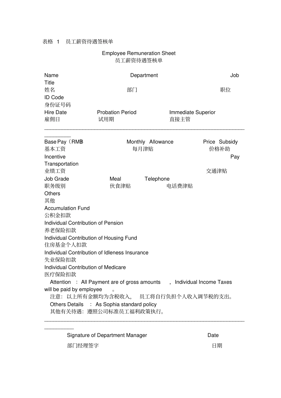 员工薪资待遇签核单_第1页