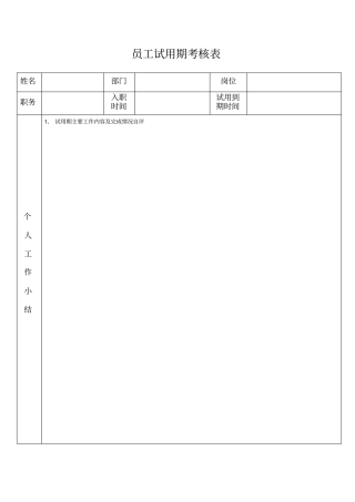 员工试用期考核表