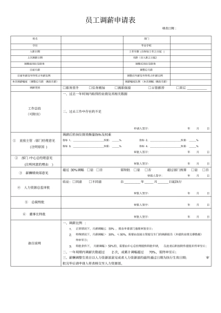 员工调薪申请表范例
