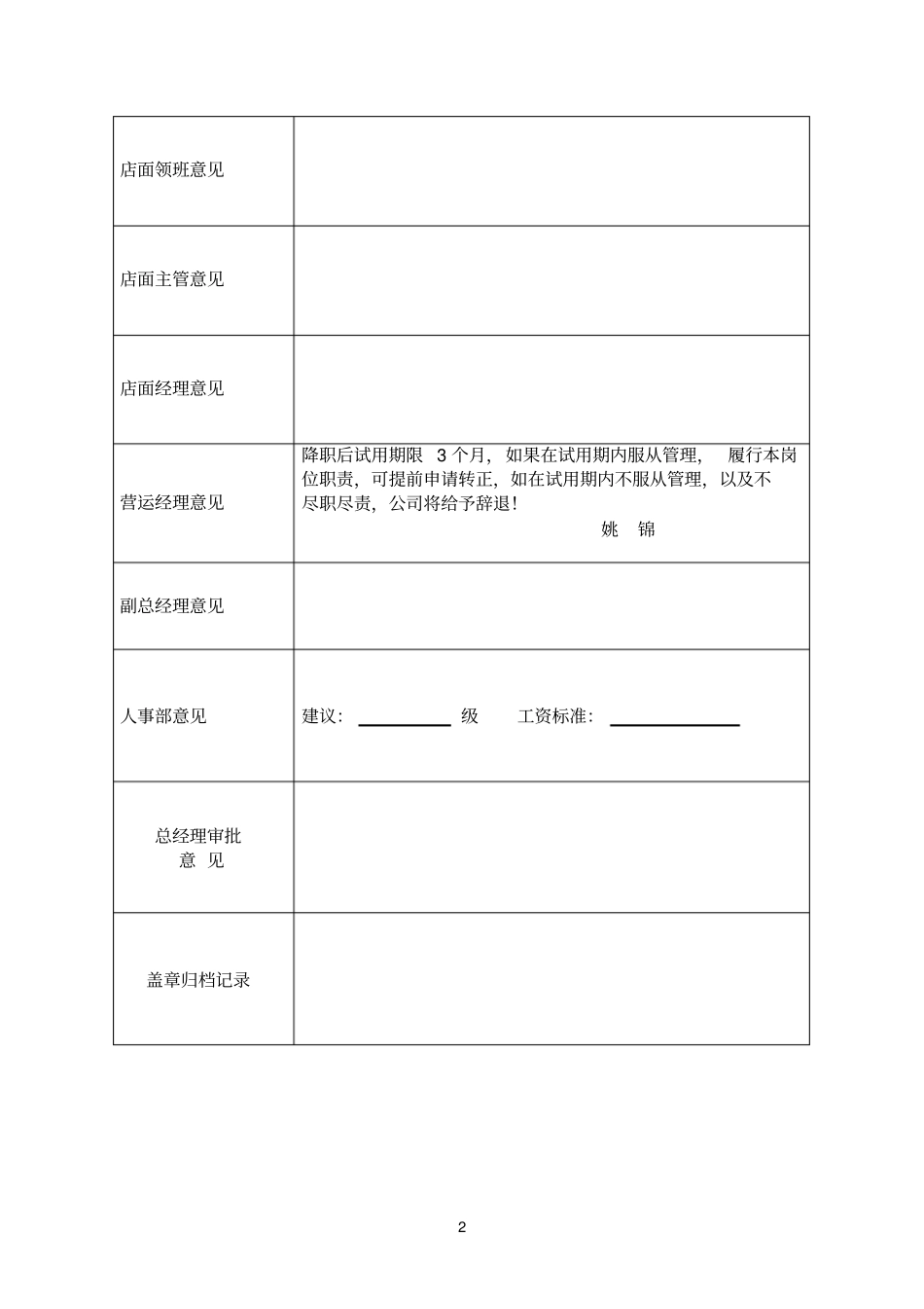 员工降职处分表_第2页