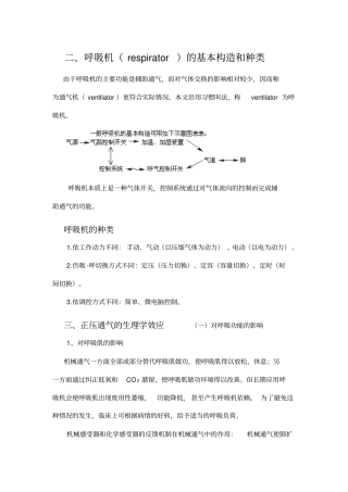 呼吸机模式以及参数的调节