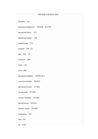 和教育有关的单词推荐文档