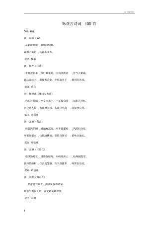 咏花古诗词100首