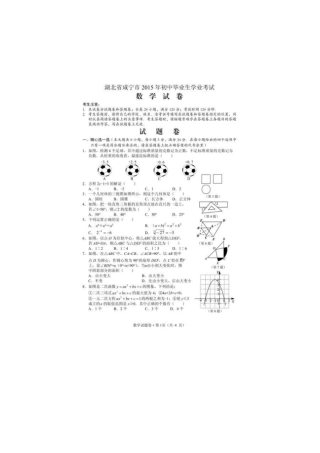 咸宁2015年中考数学试题版,含答案