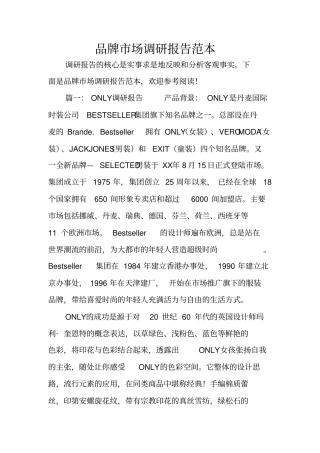 品牌场调研报告范本