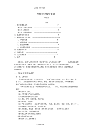 品牌建设模型方案说明