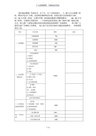 品牌策划大赛财务费用预算表