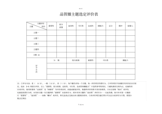 品管圈主题选定评价表