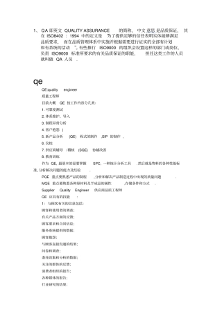 品质岗位简称