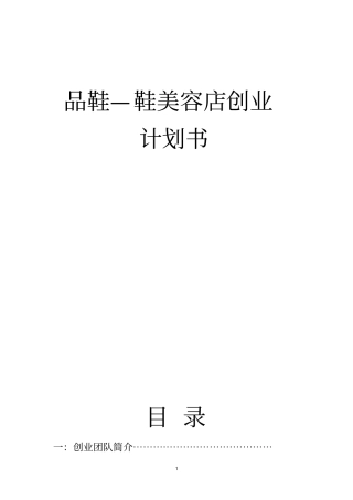品鞋鞋美容店可行性研究报告