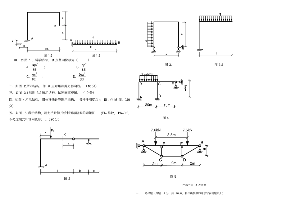 哈尔滨工程大学结构力学期末考试题_第2页