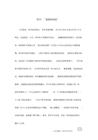 哲学：重要的胡说