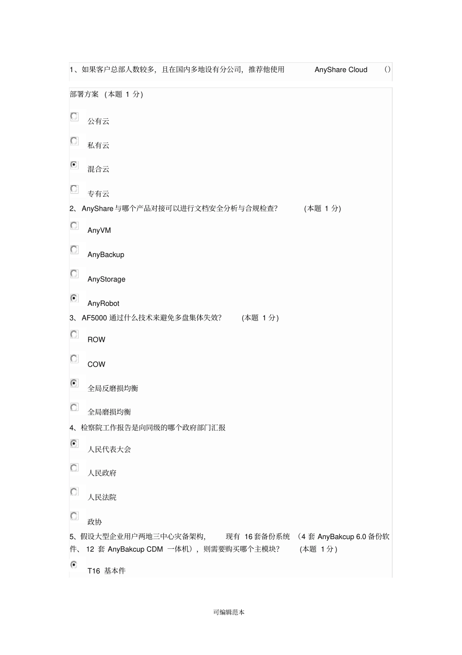 售前顾问模拟题题库50题_第1页